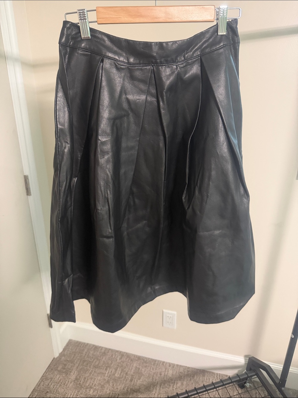 Who What Wear Black Faux Leather A-Line Skirt